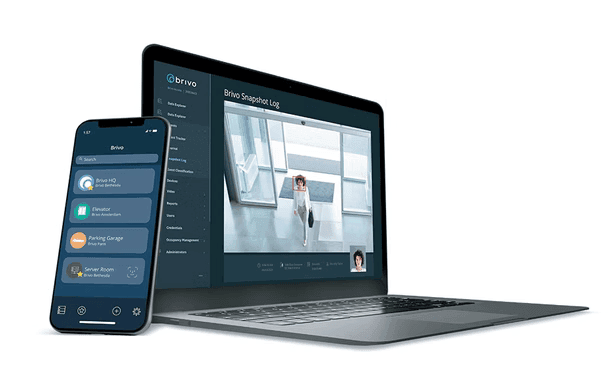 Brivo access control dashboard on laptop and mobile