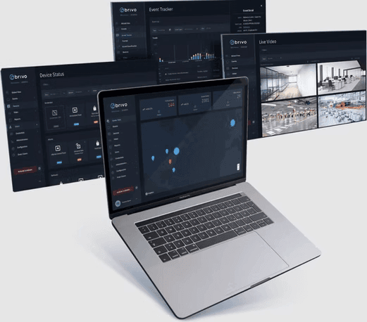 Brivo access control hardware and monitoring screens